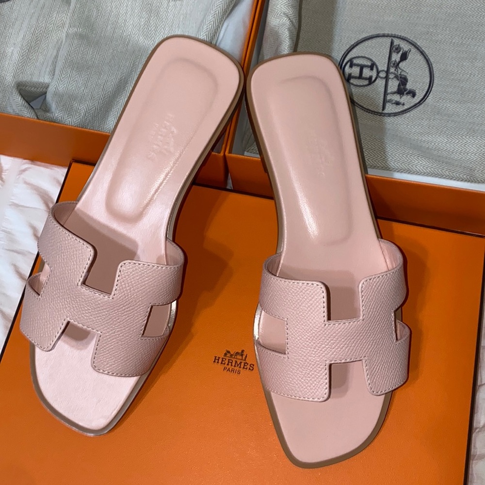 ❌SOLD❌NEW HERMÈS ORAN SANDALS Rose Pâle - Picture 9 of 17